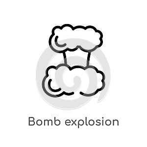 outline bomb explosion vector icon. isolated black simple line element illustration from meteorology concept. editable vector