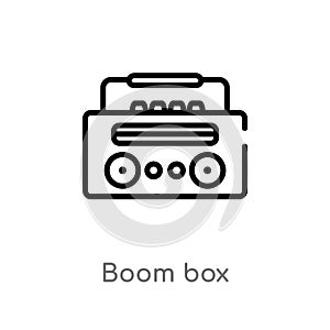 outline boom box vector icon. isolated black simple line element illustration from multimedia concept. editable vector stroke boom