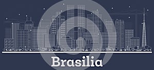 Outline Brasilia Brazil City Skyline with White Buildings photo