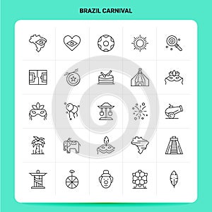 OutLine 25 Brazil Carnival Icon set. Vector Line Style Design Black Icons Set. Linear pictogram pack. Web and Mobile Business