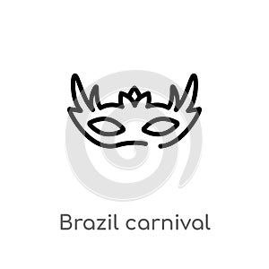 outline brazil carnival mask vector icon. isolated black simple line element illustration from culture concept. editable vector