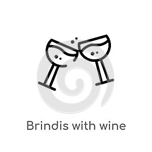 outline brindis with wine glasses vector icon. isolated black simple line element illustration from drinks concept. editable photo