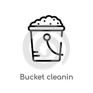 outline bucket cleanin vector icon. isolated black simple line element illustration from cleaning concept. editable vector stroke