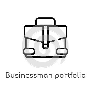 outline businessman portfolio vector icon. isolated black simple line element illustration from tools concept. editable vector