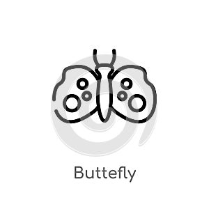 outline buttefly vector icon. isolated black simple line element illustration from animals concept. editable vector stroke