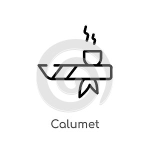 outline calumet vector icon. isolated black simple line element illustration from culture concept. editable vector stroke calumet