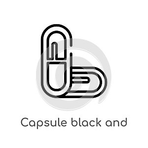 outline capsule black and white variant vector icon. isolated black simple line element illustration from human body parts concept