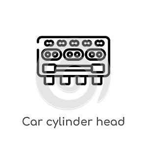 outline car cylinder head vector icon. isolated black simple line element illustration from car parts concept. editable vector