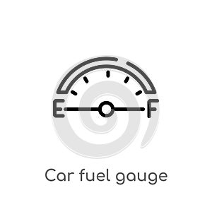 outline car fuel gauge vector icon. isolated black simple line element illustration from car parts concept. editable vector stroke