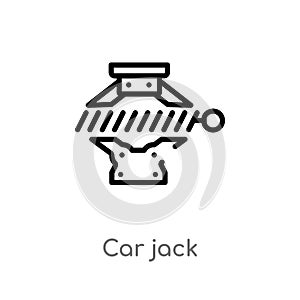 outline car jack vector icon. isolated black simple line element illustration from car parts concept. editable vector stroke car