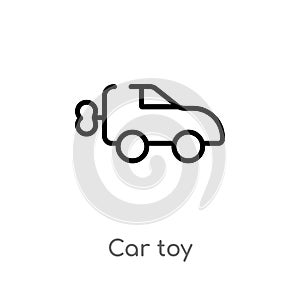 outline car toy vector icon. isolated black simple line element illustration from toys concept. editable vector stroke car toy