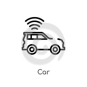 outline car vector icon. isolated black simple line element illustration from artificial intelligence concept. editable vector