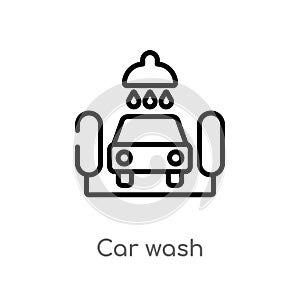 outline car wash vector icon. isolated black simple line element illustration from ultimate glyphicons concept. editable vector
