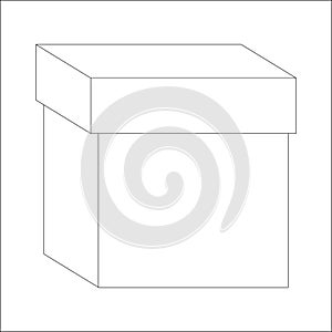 Outline cardboard box. Closed package . Delivery symbol or icon. Vector illstration isolated on white
