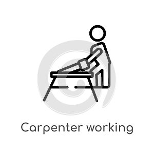 outline carpenter working vector icon. isolated black simple line element illustration from people concept. editable vector stroke