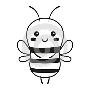 outline cartoon bee isolated