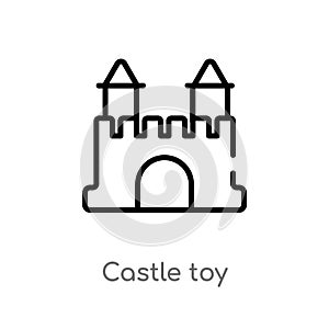 outline castle toy vector icon. isolated black simple line element illustration from toys concept. editable vector stroke castle
