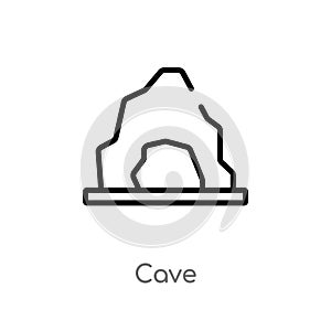 outline cave vector icon. isolated black simple line element illustration from stone age concept. editable vector stroke cave icon