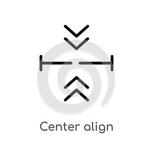 outline center align vector icon. isolated black simple line element illustration from arrows 2 concept. editable vector stroke