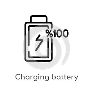 outline charging battery vector icon. isolated black simple line element illustration from electronic stuff fill concept. editable