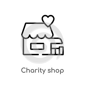 outline charity shop vector icon. isolated black simple line element illustration from charity concept. editable vector stroke