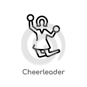 outline cheerleader vector icon. isolated black simple line element illustration from smileys concept. editable vector stroke