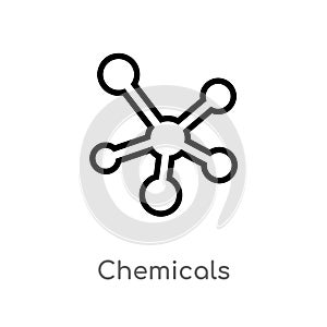 outline chemicals vector icon. isolated black simple line element illustration from industry concept. editable vector stroke