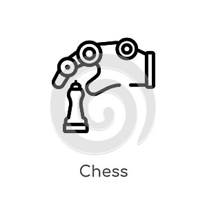 outline chess vector icon. isolated black simple line element illustration from artificial intelligence concept. editable vector