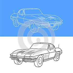 Outline Chevrolet Corvette C2 1963