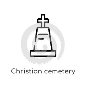 outline christian cemetery vector icon. isolated black simple line element illustration from buildings concept. editable vector