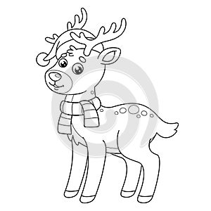 Outline Christmas reindeer for kids coloring page