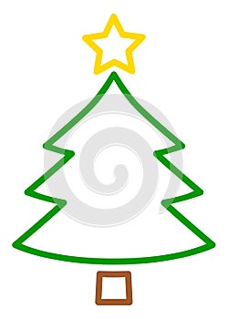 Outline christmas tree icon. Line xmas vector illustration isolated on white