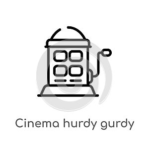 outline cinema hurdy gurdy vector icon. isolated black simple line element illustration from cinema concept. editable vector