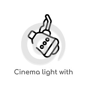 outline cinema light with cable vector icon. isolated black simple line element illustration from technology concept. editable