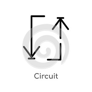 outline circuit vector icon. isolated black simple line element illustration from arrows 2 concept. editable vector stroke circuit