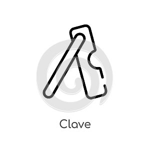 outline clave vector icon. isolated black simple line element illustration from music concept. editable vector stroke clave icon photo