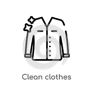 outline clean clothes vector icon. isolated black simple line element illustration from cleaning concept. editable vector stroke