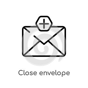 outline close envelope vector icon. isolated black simple line element illustration from web concept. editable vector stroke close