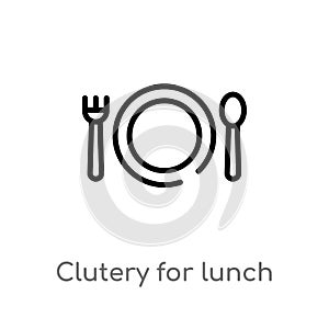 outline clutery for lunch vector icon. isolated black simple line element illustration from airport terminal concept. editable