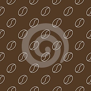 Outline coffee beans vector brown seamless pattern