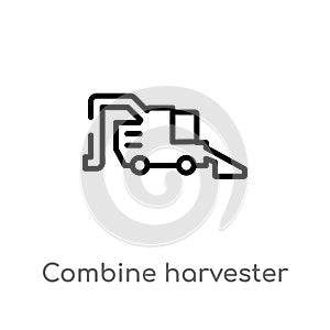 outline combine harvester vector icon. isolated black simple line element illustration from agriculture farming concept. editable