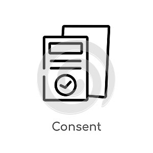 outline consent vector icon. isolated black simple line element illustration from gdpr concept. editable vector stroke consent