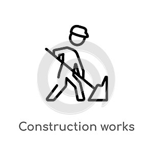 outline construction works vector icon. isolated black simple line element illustration from construction concept. editable vector