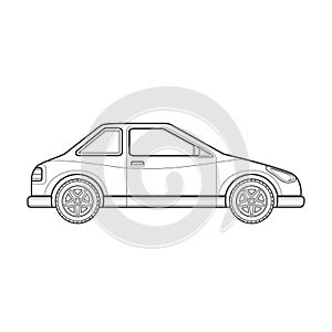 Outline coupe car body style illustration icon