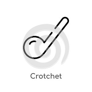 outline crotchet vector icon. isolated black simple line element illustration from music and media concept. editable vector stroke