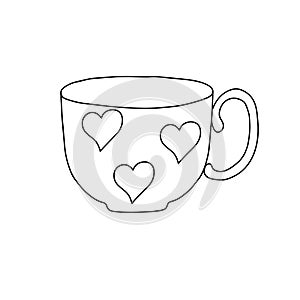 Outline cup of hot drink coffee or tea simple vector illustration of kitchenware china crockery