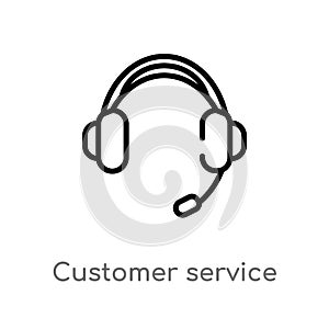 outline customer service headset vector icon. isolated black simple line element illustration from technology concept. editable