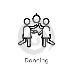 outline dancing vector icon. isolated black simple line element illustration from discotheque concept. editable vector stroke