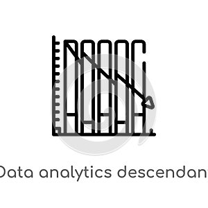 outline data analytics descendant graphic vector icon. isolated black simple line element illustration from business concept.