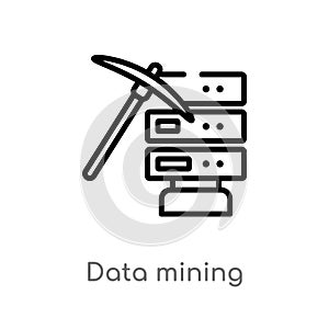 outline data mining vector icon. isolated black simple line element illustration from artificial intellegence concept. editable photo